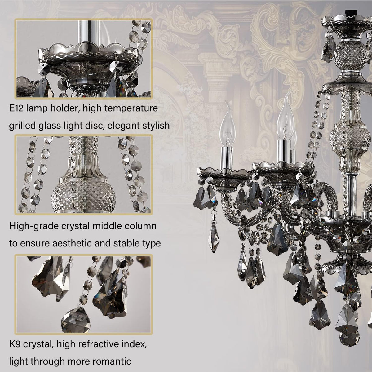 K9 Crystal Chandelier, Double Layer 9 Light Pendant Light Fixture U993