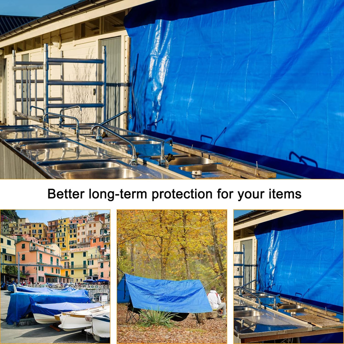 Blue Heavy Duty Waterproof 16 Mil Thick Tarpaulin with Metal Grommets 20x30 G6237