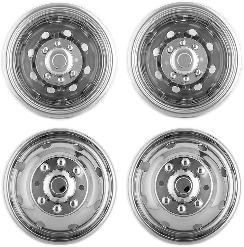 4pcs 19.5inch Polished Stainless Steel Dually Wheel Simulators with Installation Tool Kit F21868