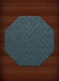 Teal Lines Stripes Area Rug 4' x 4' Octagon J2738