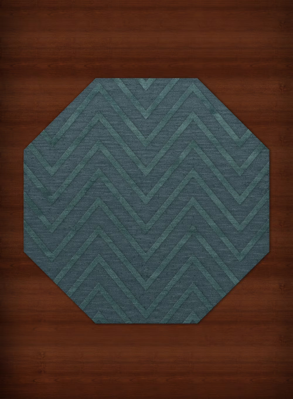 Teal Lines Stripes Area Rug 4' x 4' Octagon J2738
