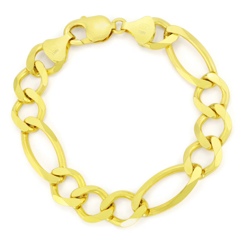 10k Yellow Gold Figaro Chain Link Bracelet U7454