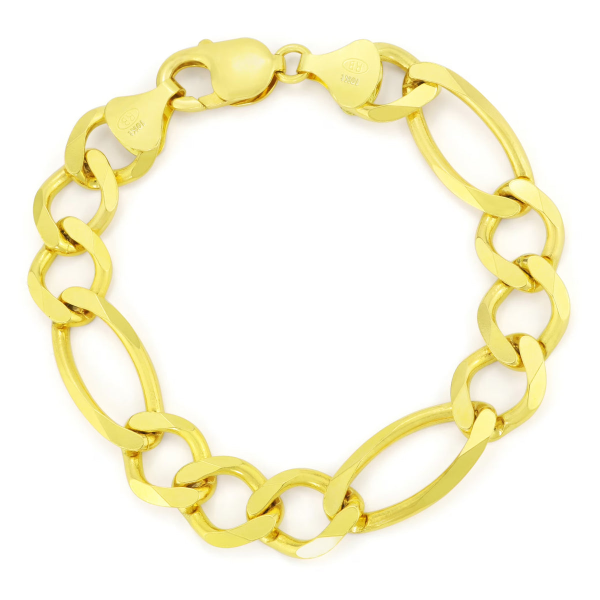 10k Yellow Gold Figaro Chain Link Bracelet U7454