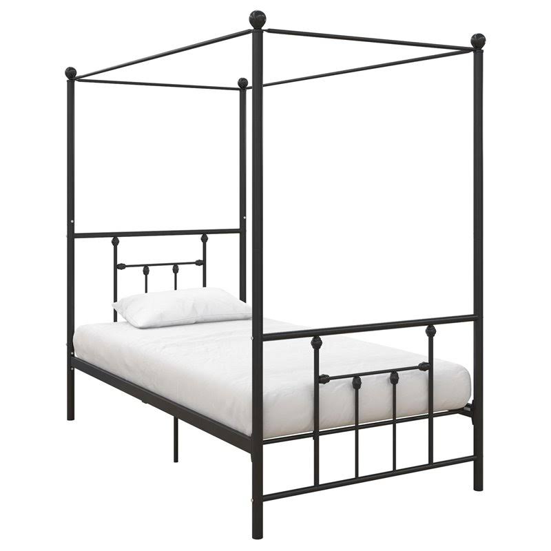 Twin Size Metal Canopy Bed Frame in Black E640