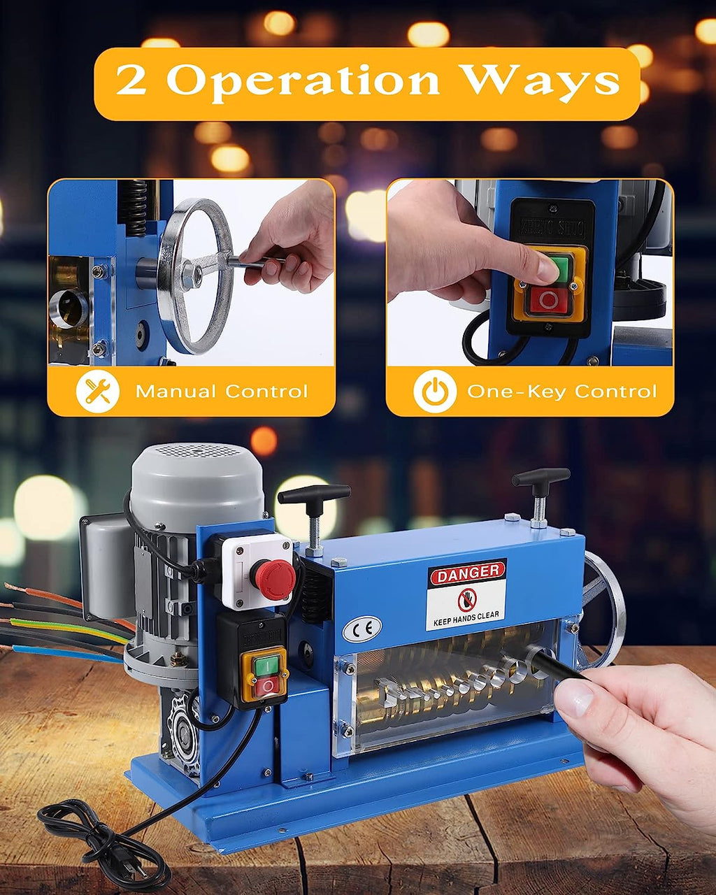 Automatic Wire Stripping Machine for 0.06" -1.5", 75 ft/min, with Extra Manual Crank V835