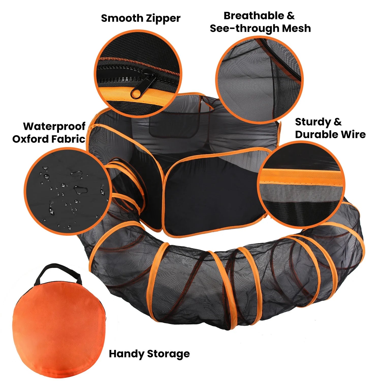 2 in 1 Foldable Pet Play Tent with Tunnel and Carry Bag, Black H9735