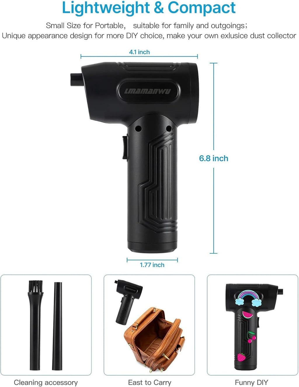 Cordless Electric Air Duster, 50000 RPM, Rechargeable, Pack of 2 V7309