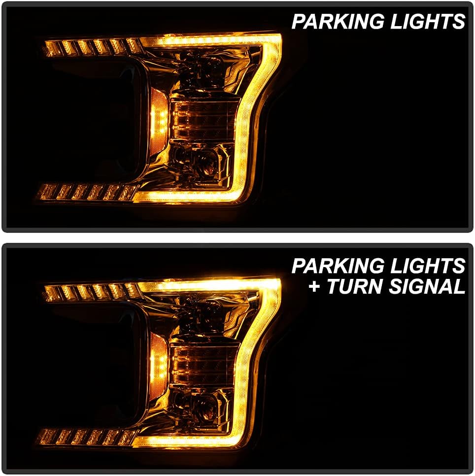 Halogen Chrome Amber LED Projector Headlights U8688