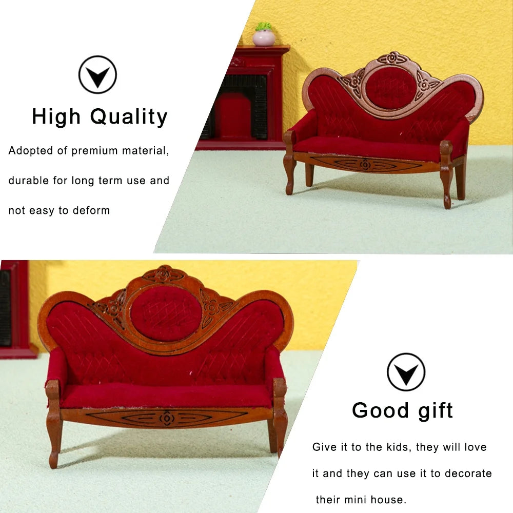 Walnut Wood Dollhouse Mini Sofa Z2245