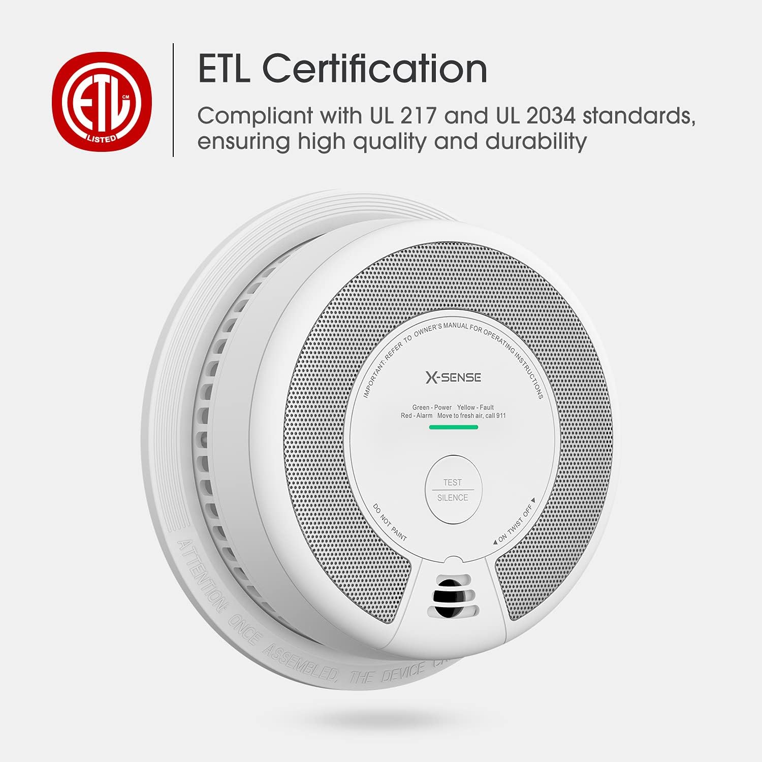 2-in-1 Smoke and Carbon Monoxide Detector Alarm, 10-Year Battery-Operated Dual Sensor, Pack of 3 X308168