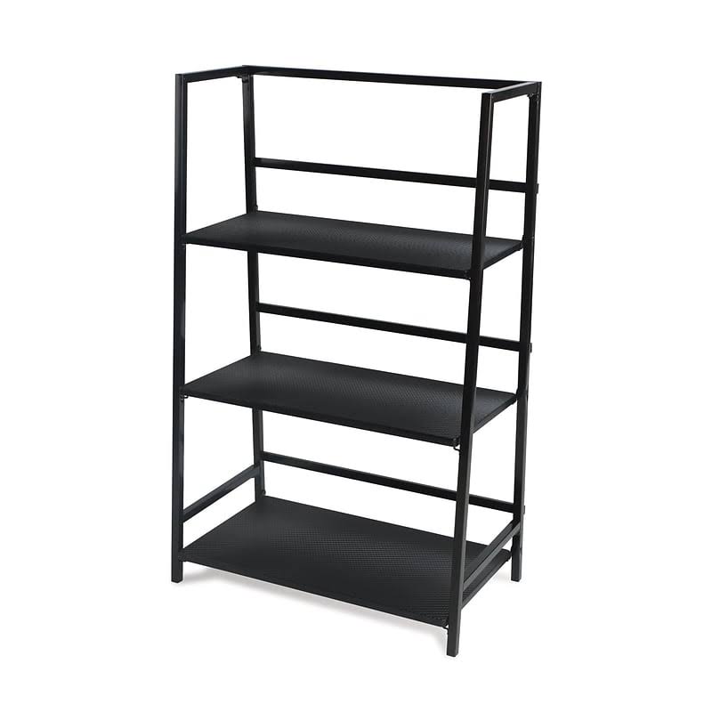 Black 3 Tier Folding Etagere Bookcase Z59407