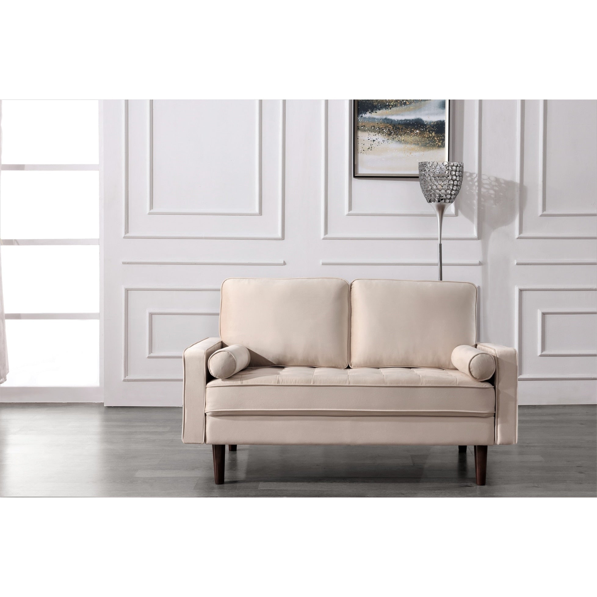 Beige Tufted Loveseat L3509