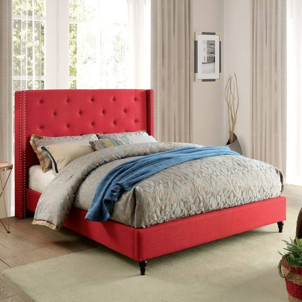 Queen Warm Grey Linen-Like Platform Bed P726517