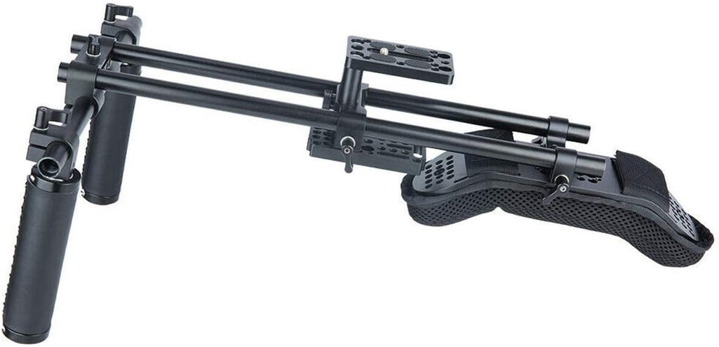 15mm Shoulder Pad Rig Support System with Riser Base Plate Mount, 15mm Rod and Handle Grips for DSLR Camera Y8373