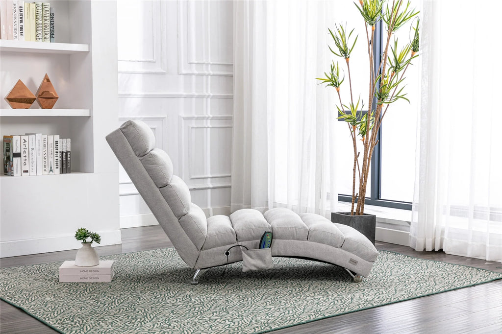 LIGHT GREY Upholstered Recliner Sofa Bed R395
