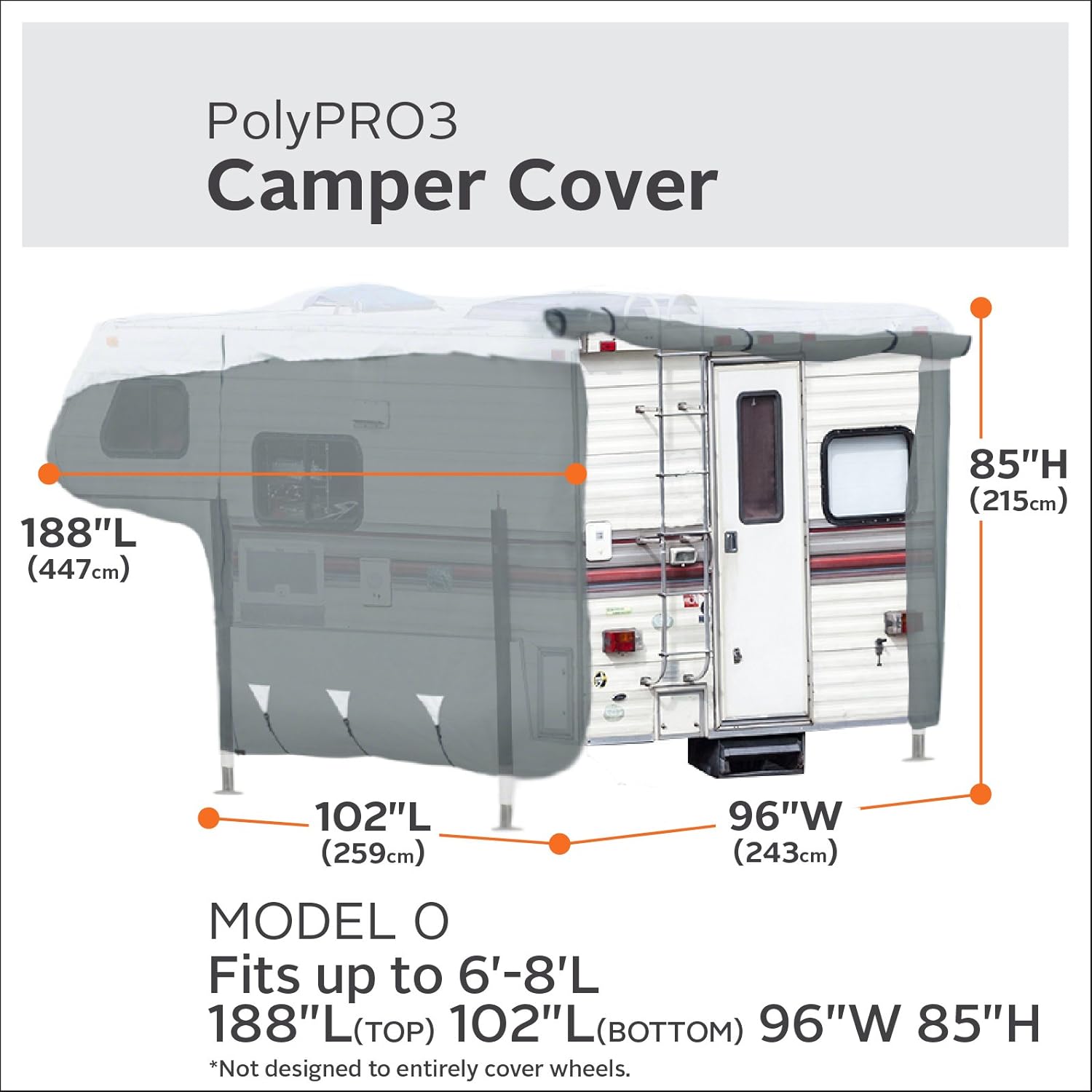Deluxe Camper Cover, Fits 6' - 8' Campers Y255