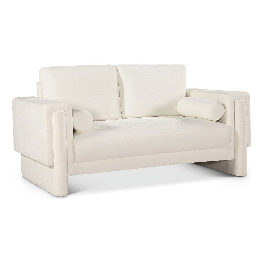 Cream Chenille Fabric Loveseat F3247