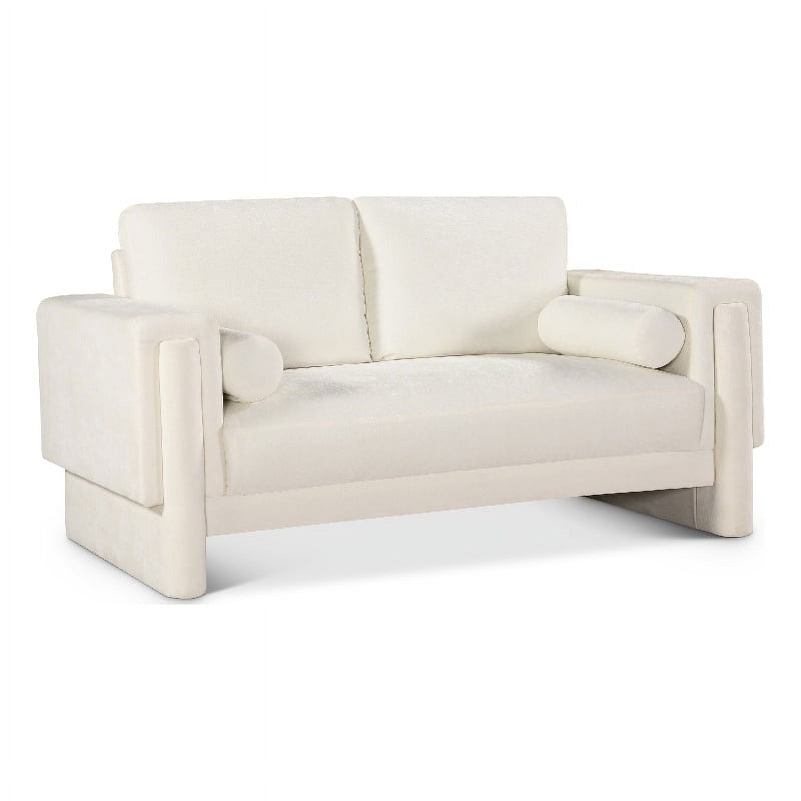 Cream Chenille Fabric Loveseat F3247