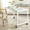 White Writing Desk with Casters A949243