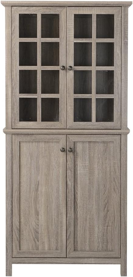 Rustic Farmhouse Accent Cabinet with Adjustable Shelves, Gray W512