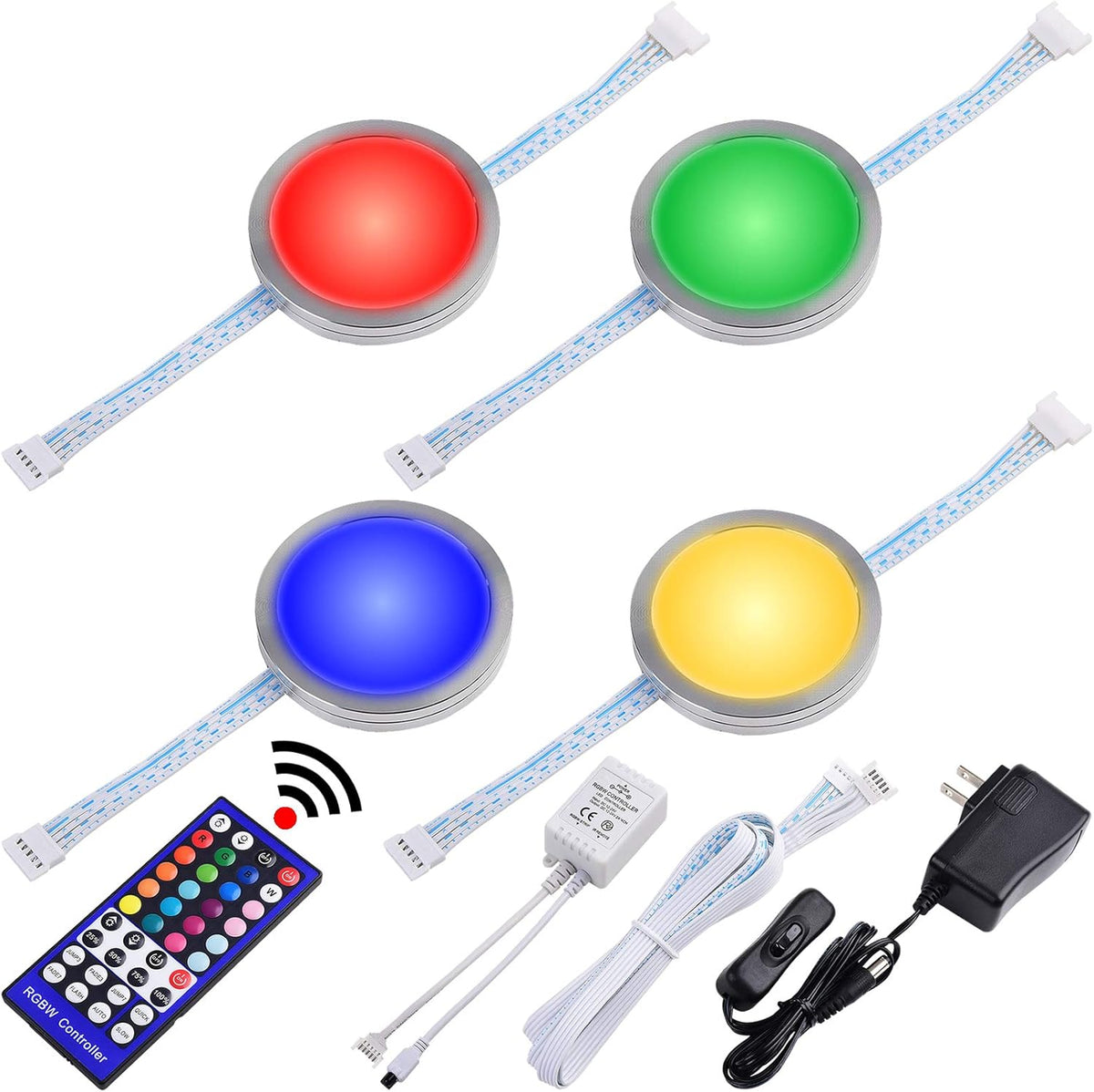 RGBWW Under Cabinet LED Puck Light Kit, 6 Lights Pack of 2 S90444