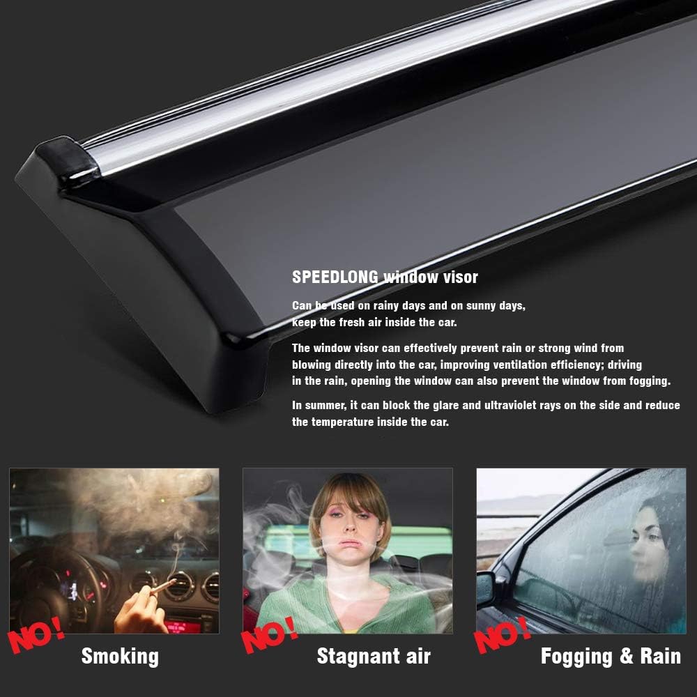 Semi-transparent Black Car Window Visor Sun/Rain Guard I621187