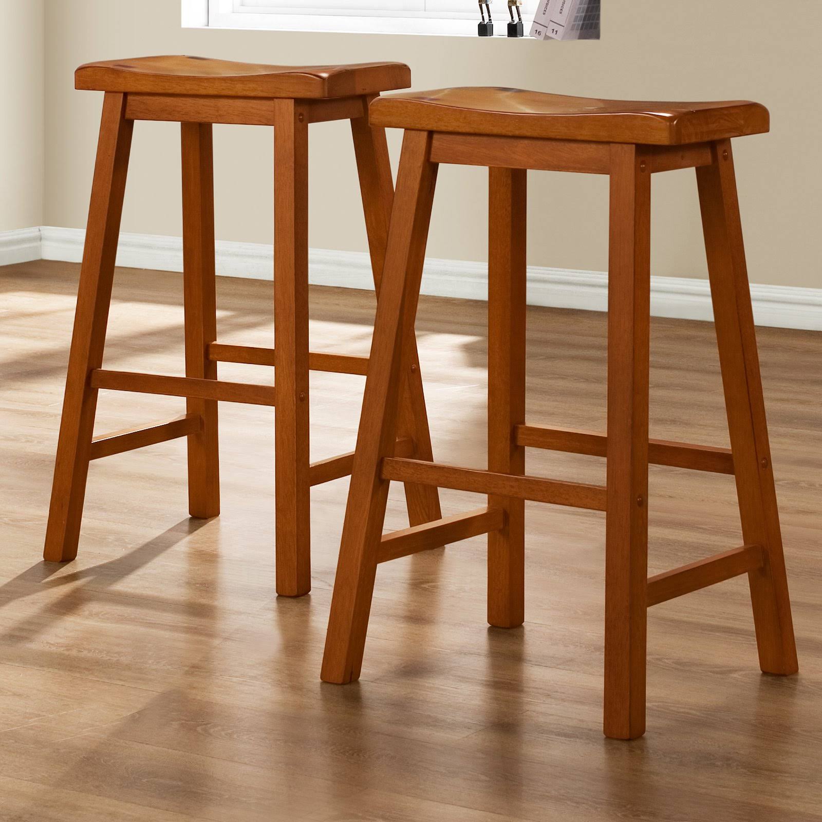 Oak Saddle Back Stool, 2 pack Y213900