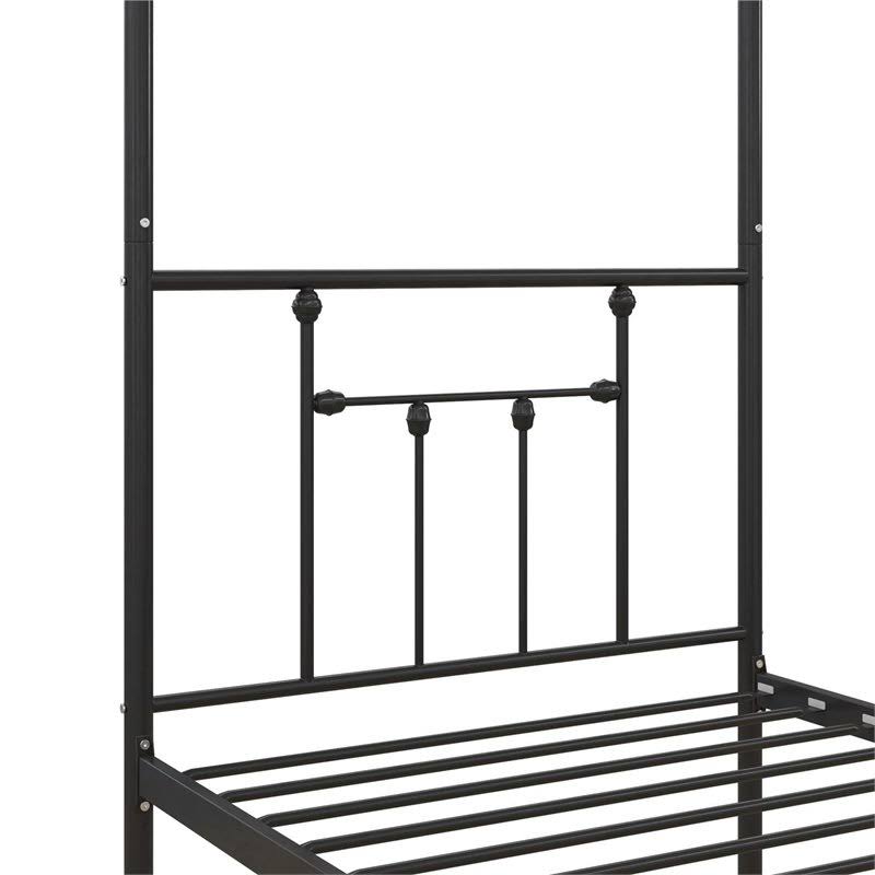 Twin Size Metal Canopy Bed Frame in Black E640