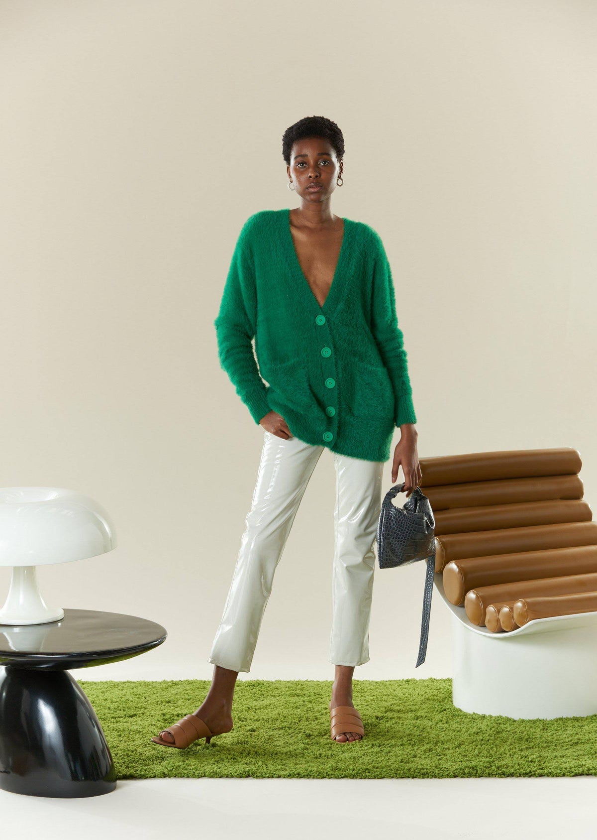 Green Fuzzy Cardigan S746