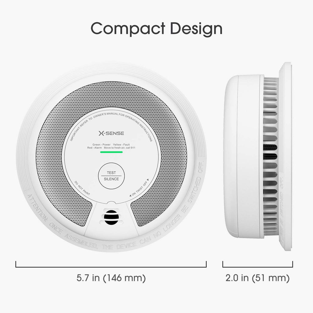 2-in-1 Smoke and Carbon Monoxide Detector Alarm, 10-Year Battery-Operated Dual Sensor, Pack of 3 X308168