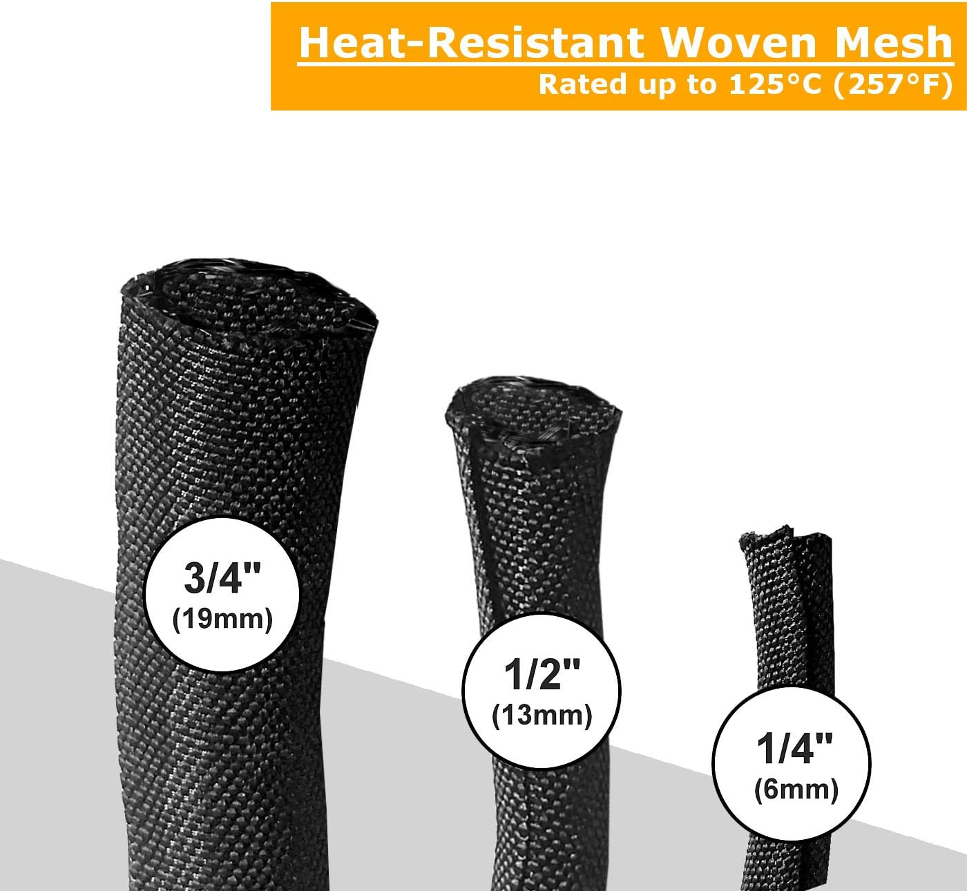 25 feet (3/4") Pack of 2 Woven Mesh Split-Sleeve Wire Loom E1712