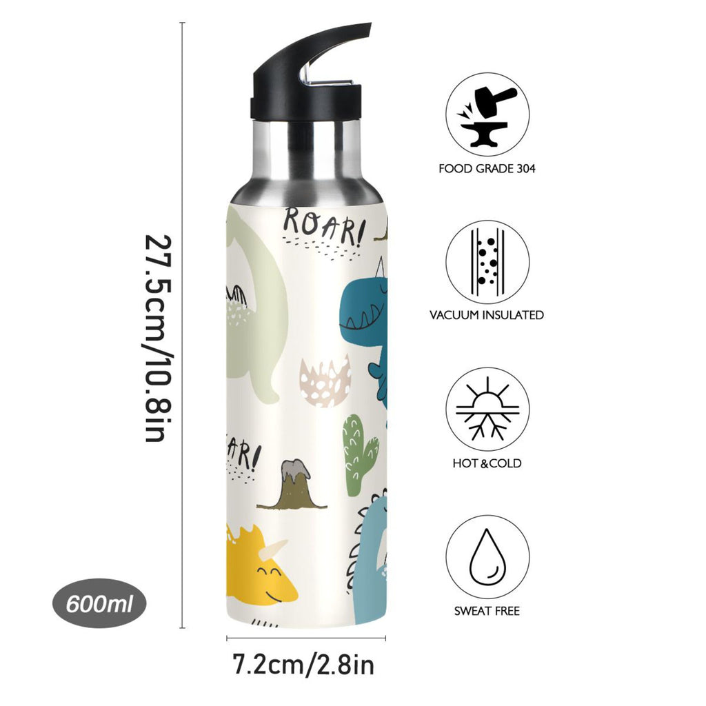 Stainless Steel Insulated Thermos Vacuum Flask Water Bottle with Straw Lid T200283