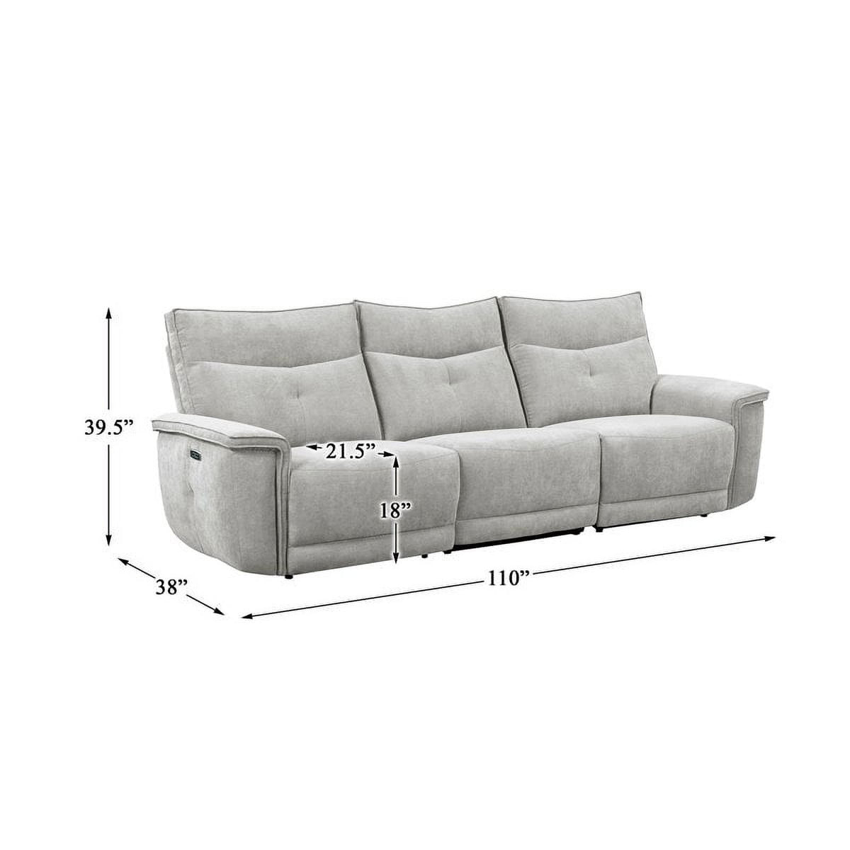 3-Piece Wood & Fabric Sofa in Mist Gray S2990