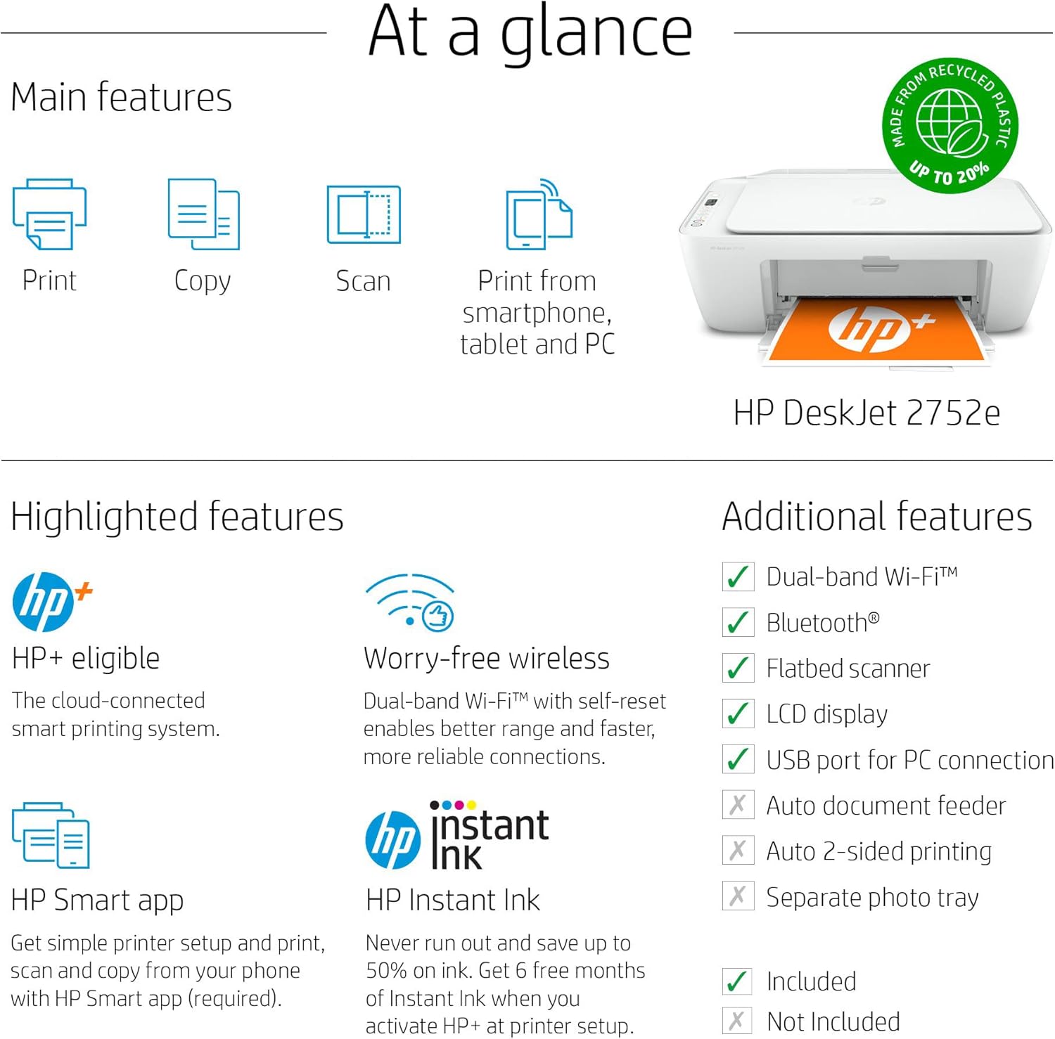 White Wireless All-in-One Color Inkjet Printer V2268