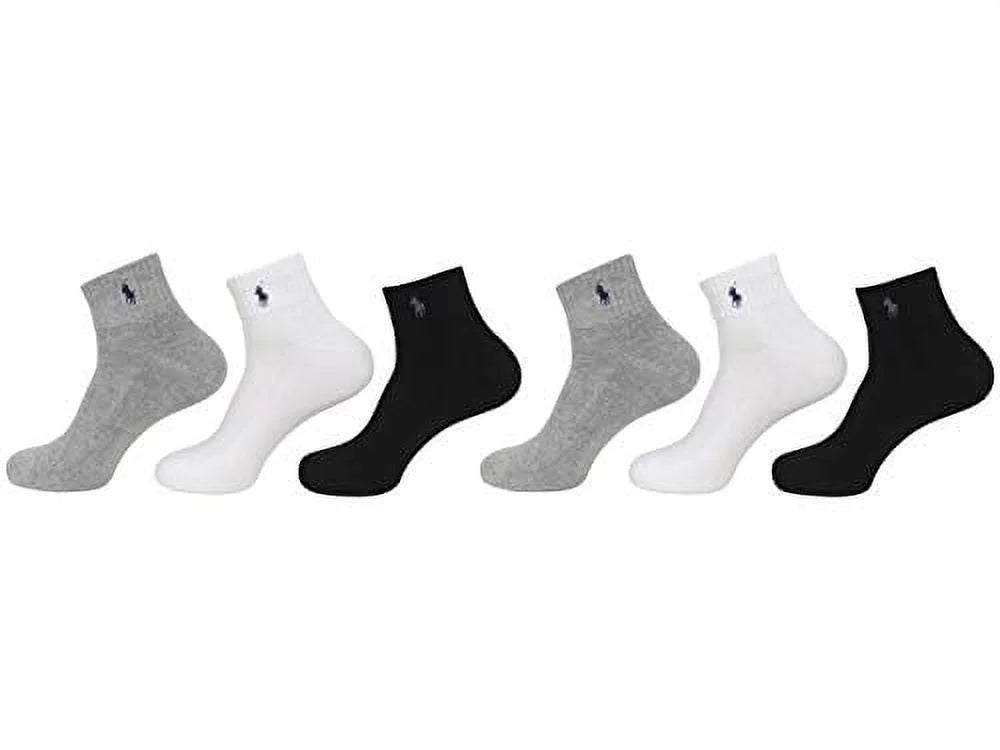 6-Pack Athletic Quarter Sock Grey Assorted L434