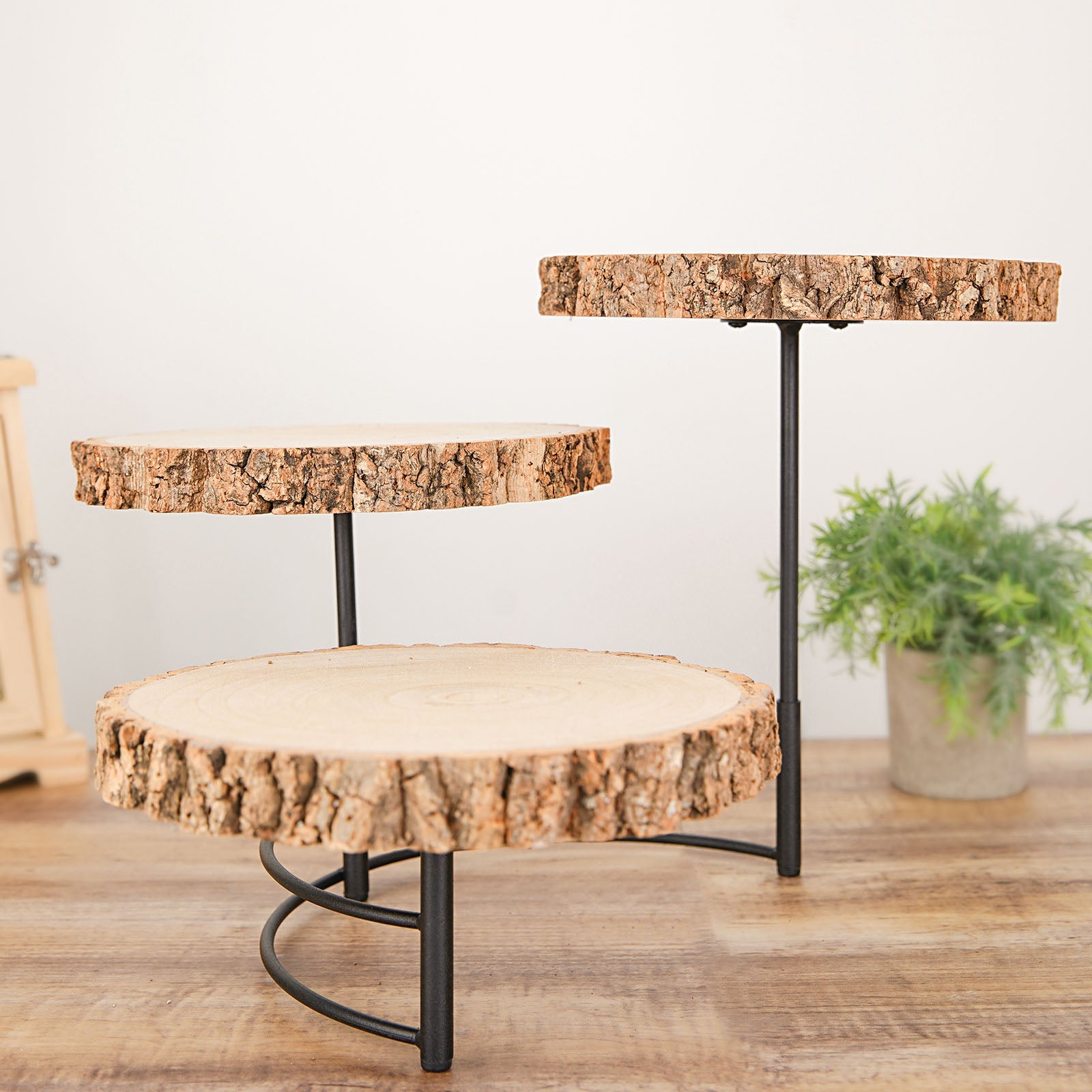 3-Tier Wood Slice Cheese Board and Cupcake Stand A4440