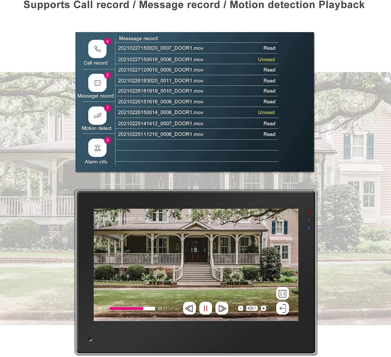 WiFi Video Doorbell with Monitor, 7 Inch Touch Screen Camera 1080P, RFID Password Unlock H1222