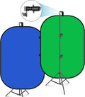 5x7ft Collapsible Chromakey Backdrop with Stand, 2-in-1 Reversible Green Screen Blue Background Panel L58824