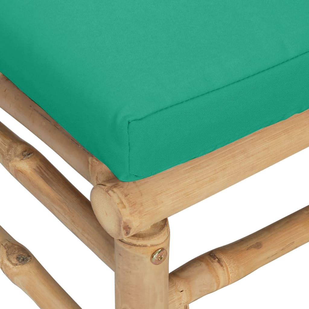 Bamboo Patio Corner Sofa with Green Cushions A2674