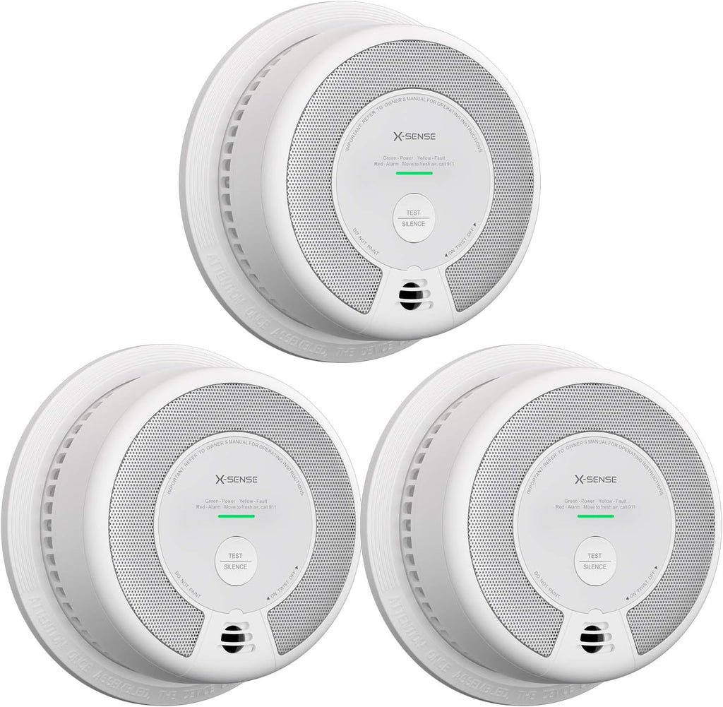 2-in-1 Smoke and Carbon Monoxide Detector Alarm, 10-Year Battery-Operated Dual Sensor, Pack of 3 X308168