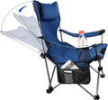 Green Folding Recliner Camping Chair with Headrest Cup Holders Side Pocket Z786978