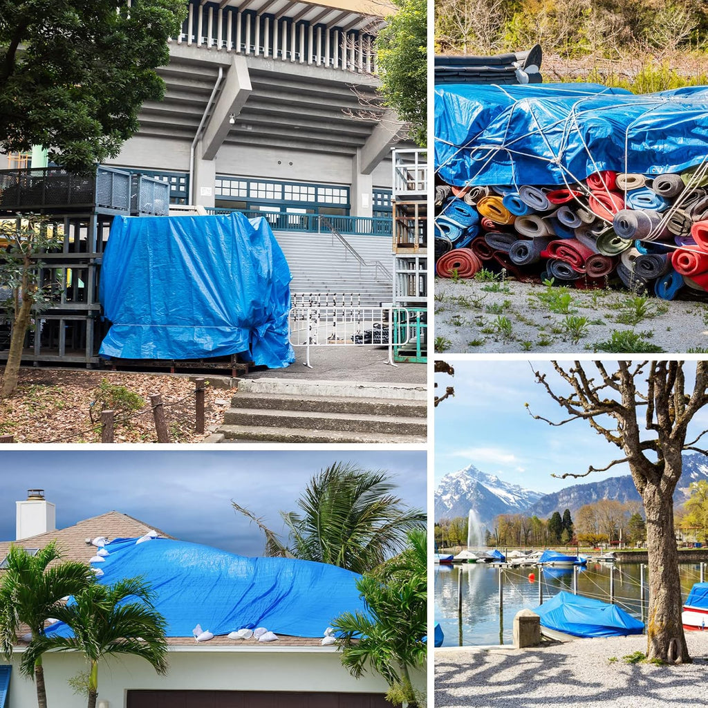 Blue Heavy Duty Waterproof 16 Mil Thick Tarpaulin with Metal Grommets 20x30 G6237