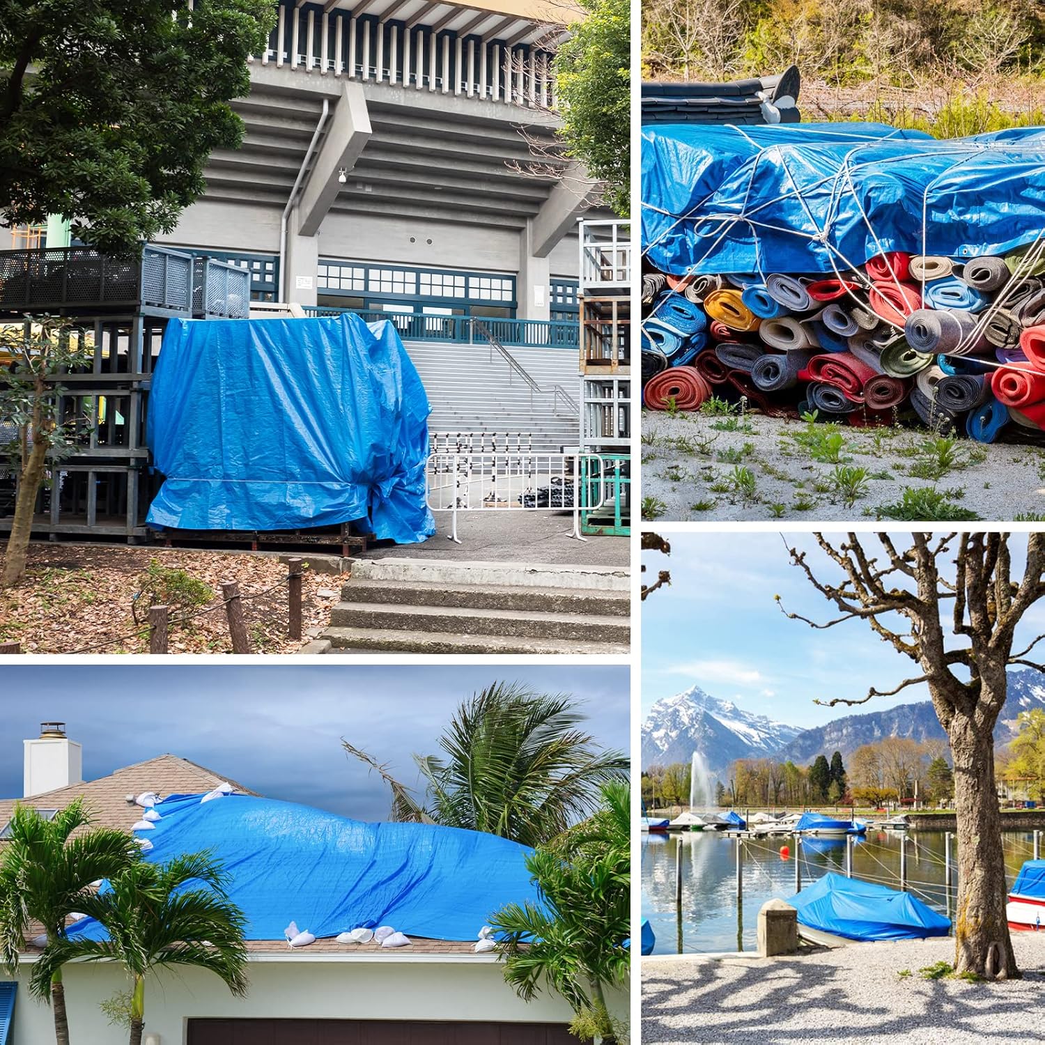 Blue Heavy Duty Waterproof 16 Mil Thick Tarpaulin with Metal Grommets 20x30 G6237