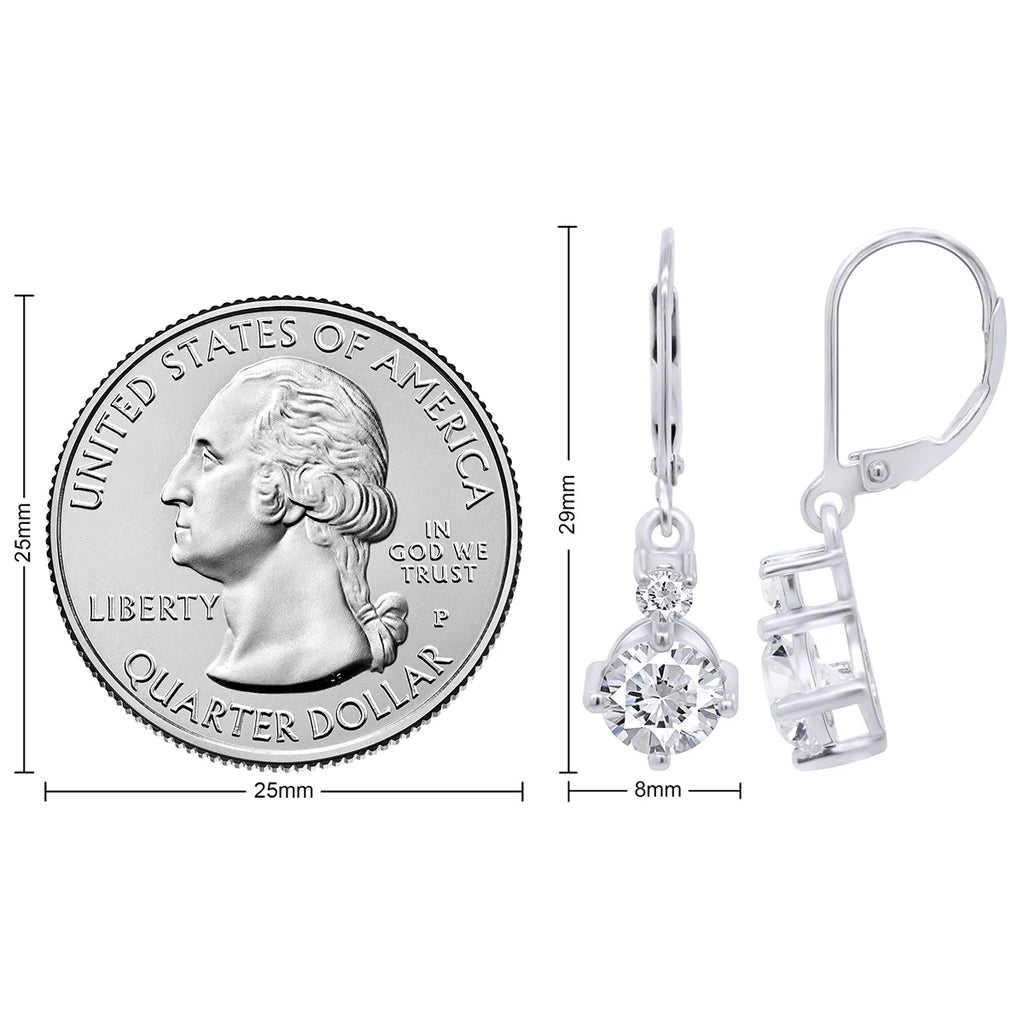 14K White Gold Over Sterling Silver Moissanite Dangle Drop Earrings B344555