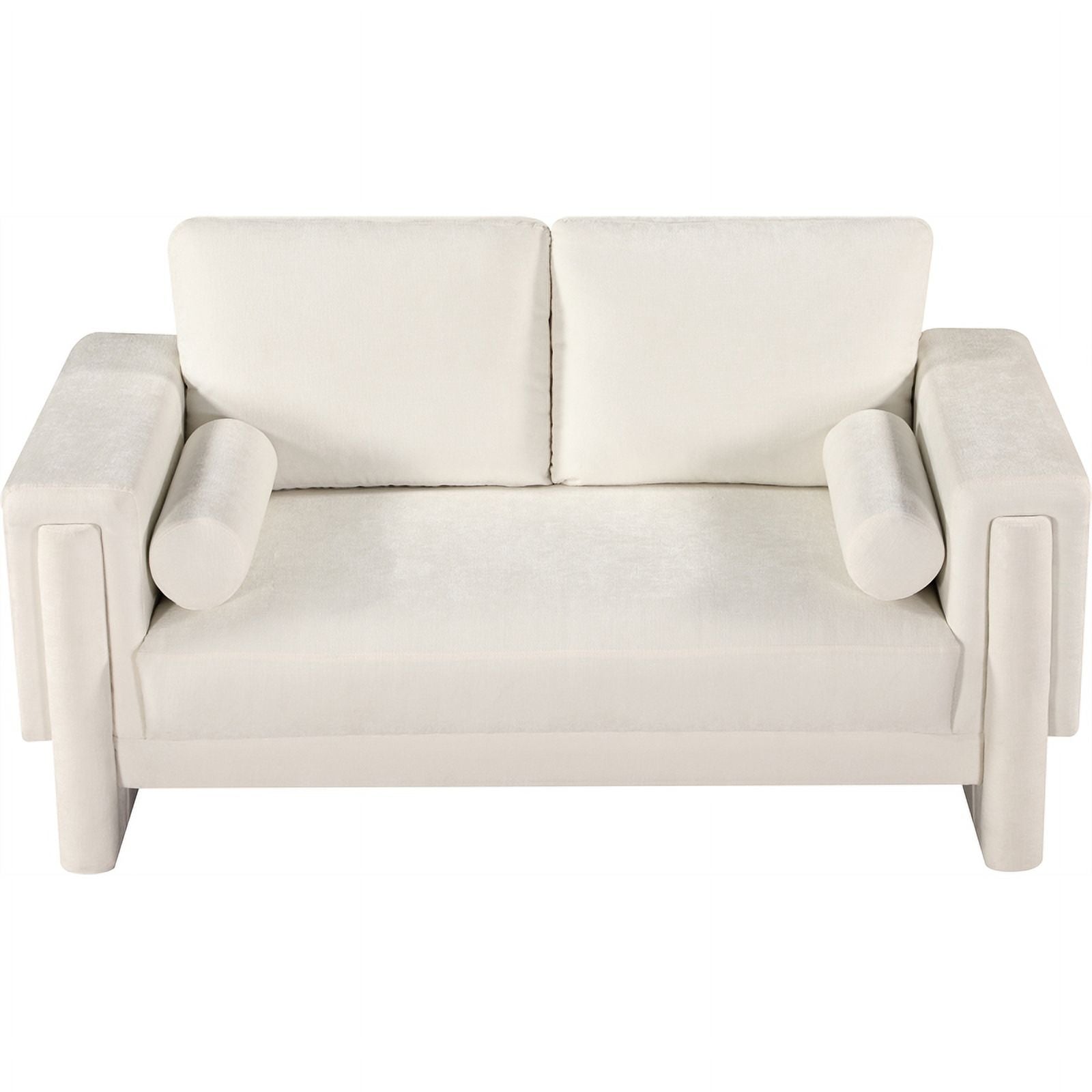 Cream Chenille Fabric Loveseat F3247