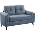 Blue and Black Microfiber Tufted Loveseat J953