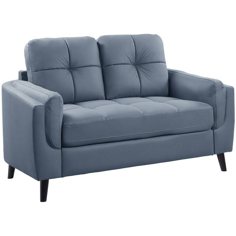 Blue and Black Microfiber Tufted Loveseat J953