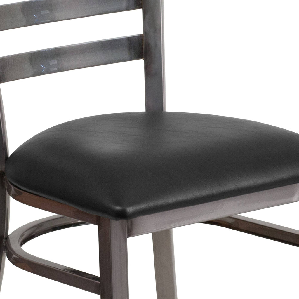 Black Vinyl Seat Metal Restaurant Chair S398783