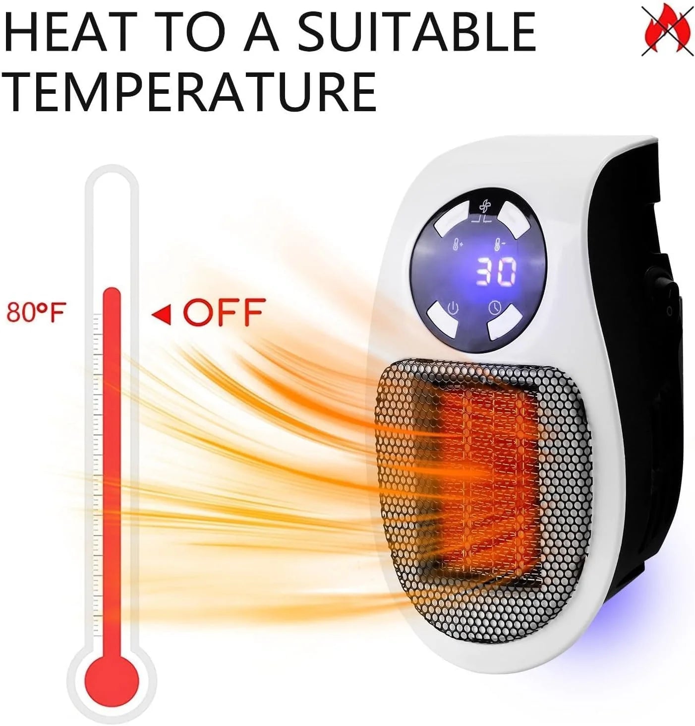 500W Smart Space Electric Fan Heater with Adjustable Thermostat and Timer L902