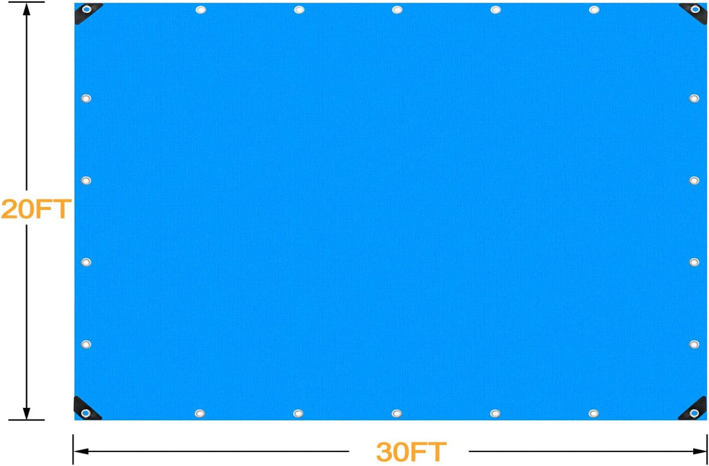 Blue Heavy Duty Waterproof 16 Mil Thick Tarpaulin with Metal Grommets 20x30 G6237